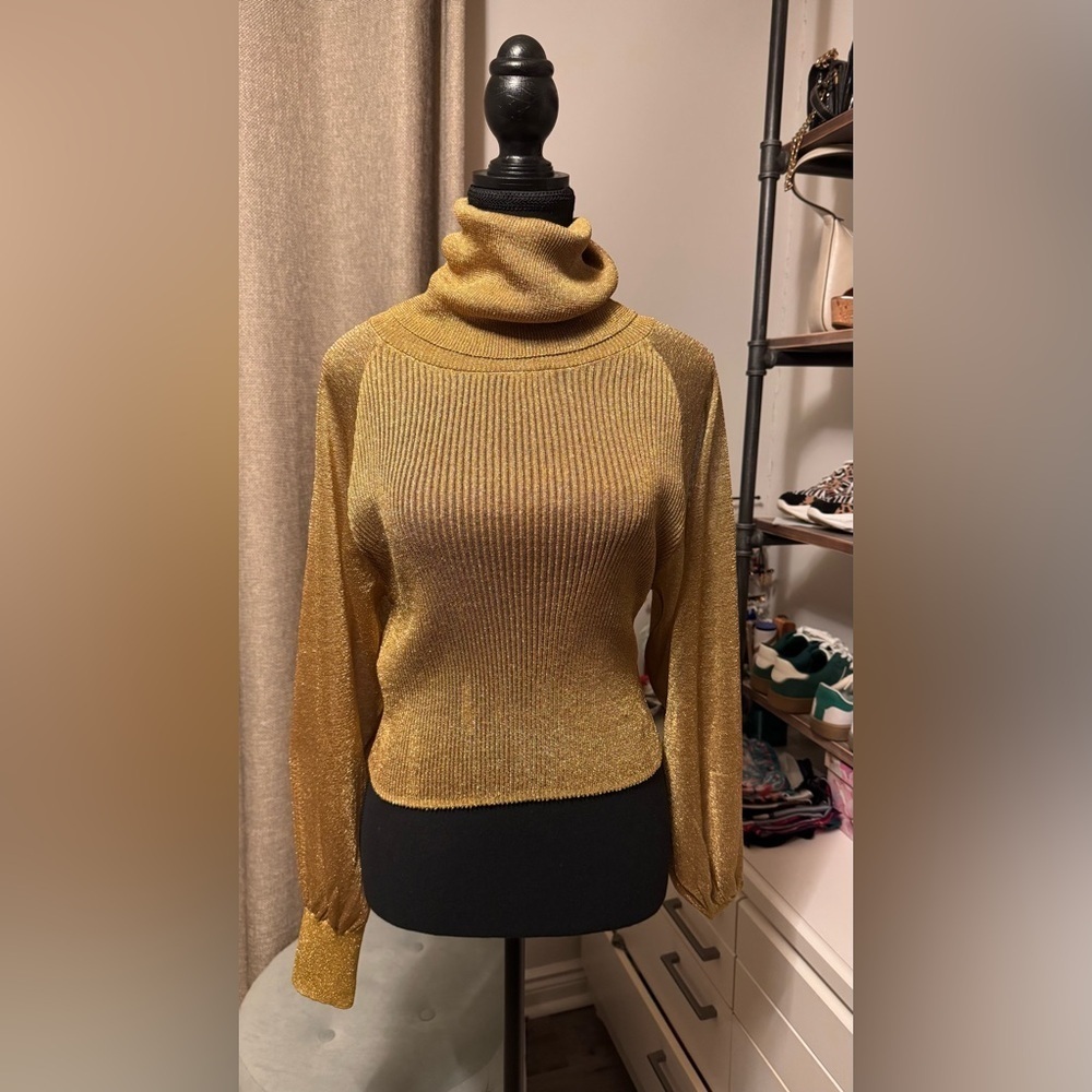 Mango-Gold Turtleneck Sweater